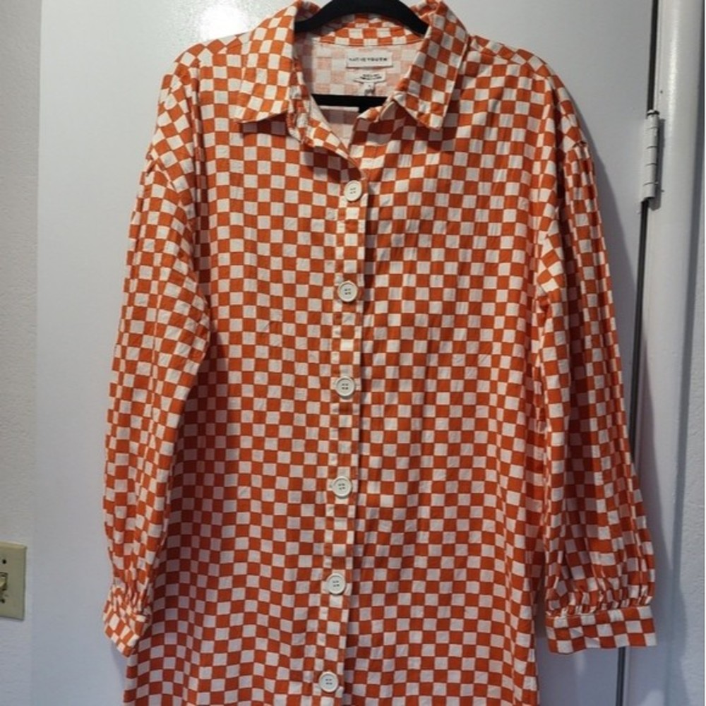 NWT Native Youth Orange & White Checkered Dree